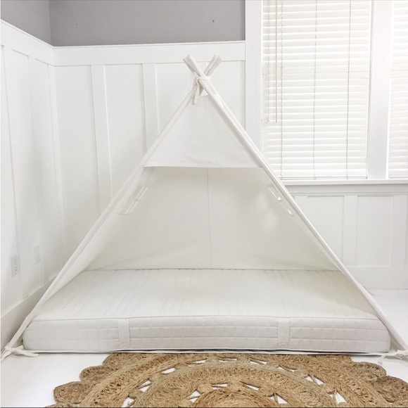 White play Teepee twin Bed Canopy canvas Cotton. - Picture 6 of 9